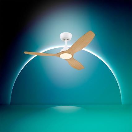 Philips - Himennettävä LED-kattotuuletin OLAS LED/24W/230V Ø 132 cm valkoinen/ruskea + kaukosäädin
