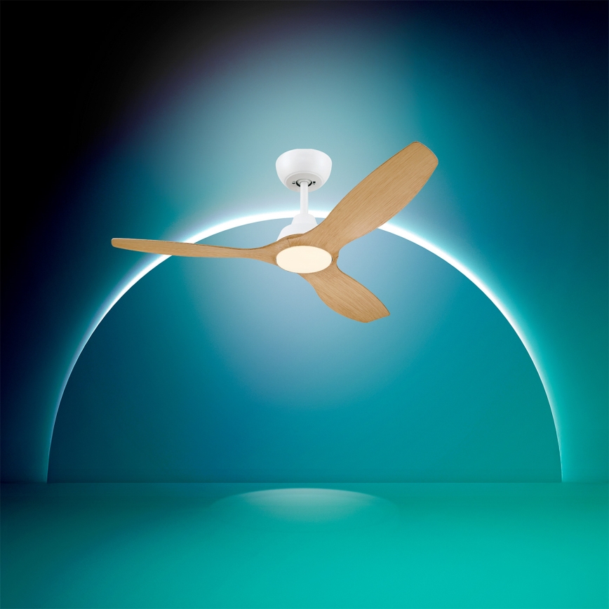 Philips - Himennettävä LED-kattotuuletin OLAS LED/24W/230V Ø 132 cm valkoinen/ruskea + kaukosäädin