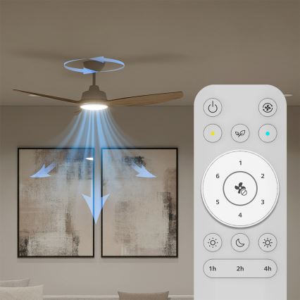 Philips - Himennettävä LED-kattotuuletin OLAS LED/24W/230V Ø 132 cm valkoinen/ruskea + kaukosäädin