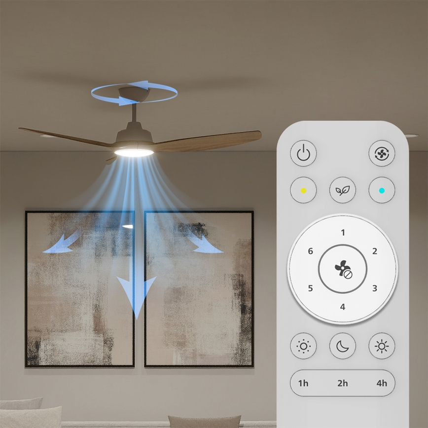 Philips - Himennettävä LED-kattotuuletin OLAS LED/24W/230V Ø 132 cm valkoinen/ruskea + kaukosäädin