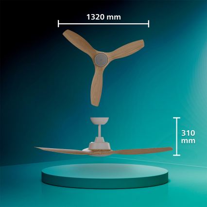 Philips - Himennettävä LED-kattotuuletin OLAS LED/24W/230V Ø 132 cm valkoinen/ruskea + kaukosäädin