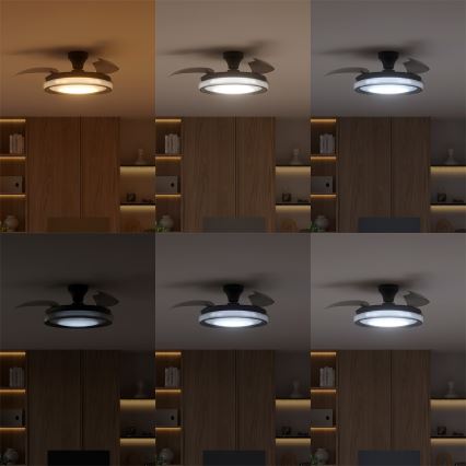 Philips - LED Himennettävä kattovalaisin tuulettimella BLISS LED/35W/230V musta + kaukosäädin