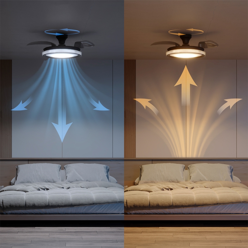 Philips - LED Himennettävä kattovalaisin tuulettimella BLISS LED/35W/230V musta + kaukosäädin