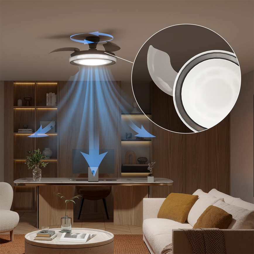Philips - LED Himennettävä kattovalaisin tuulettimella BLISS LED/35W/230V musta + kaukosäädin