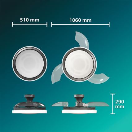 Philips - LED Himennettävä kattovalaisin tuulettimella BLISS LED/35W/230V musta + kaukosäädin