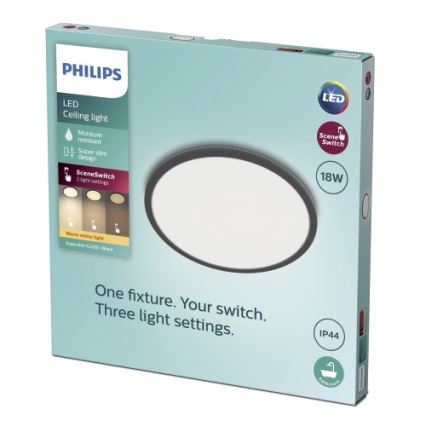 Philips - LED-himmennettävä kylpyhuoneen kattovalaisin SCENE SWITCH LED / 18W / 230V IP44 2700K