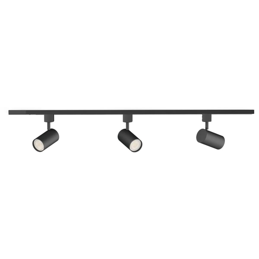 Philips - LED RGBW Himennettävä kohdevalaisin kiskojärjestelmään EASYLINK HUE 3xGU10/4,7W/230V 2200-6500K 1m musta + Hue bridge