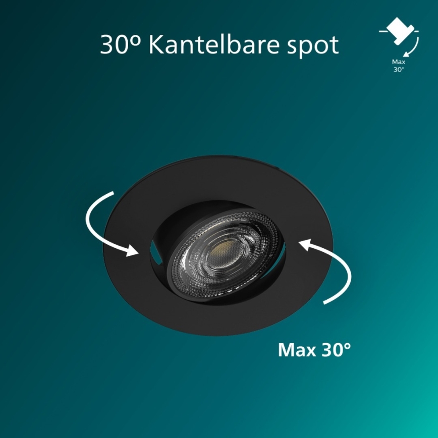 Philips - LED-himmennettävä uppovalaisin CILANTRO LED/5W/230V 4000K musta