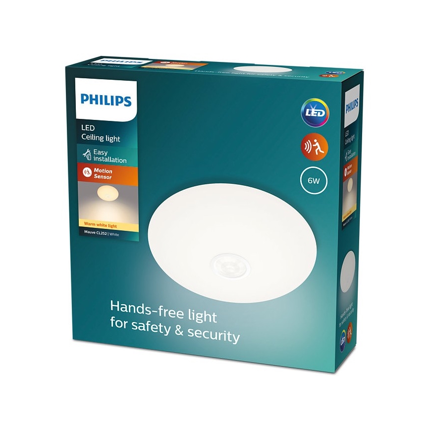 Philips - LED Kattovalaisin anturilla MAUVE LED/6W/230V