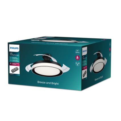 Philips - LED-kattovalaisin tuulettimella BLISS LED/35W/230V 5500/4000/2700K musta + kaukosäädin