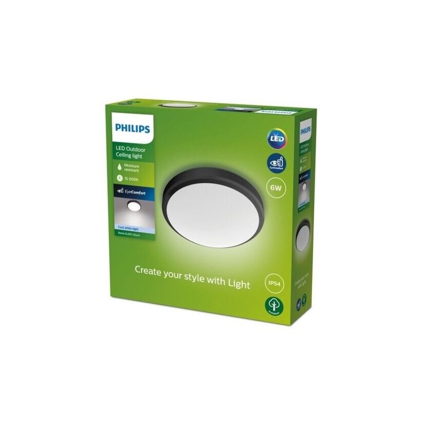Philips - LED Kylpyhuoneen kattovalo DORIS LED/6W/230V 4000K IP54 musta