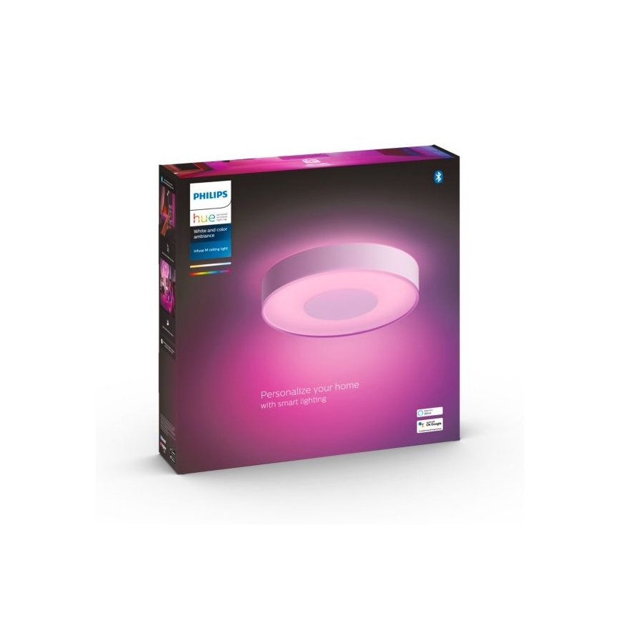 Philips LED RGB – himmennettävä kattovalaisin Hue INFUSE, LED 33,5 W / 230 V, 2000–6500 K, Ø 381 mm, valkoinen