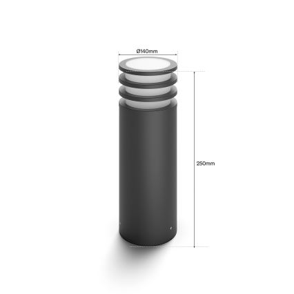 Philips - LED RGB Himennettävä ulkovalaisin Hue LUCCA 1xE27/8,1W/230V 25 cm 1000-20000K IP44