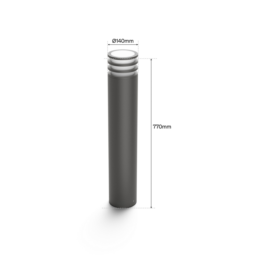 Philips - LED RGB Himennettävä ulkovalaisin Hue LUCCA 1xE27/8,1W/230V 77 cm 1000-20000K IP44