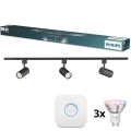 Philips - LED RGBW Himennettävä kohdevalaisin kiskojärjestelmään EASYLINK HUE 3xGU10/4,7W/230V 2200-6500K 1m musta + Hue bridge