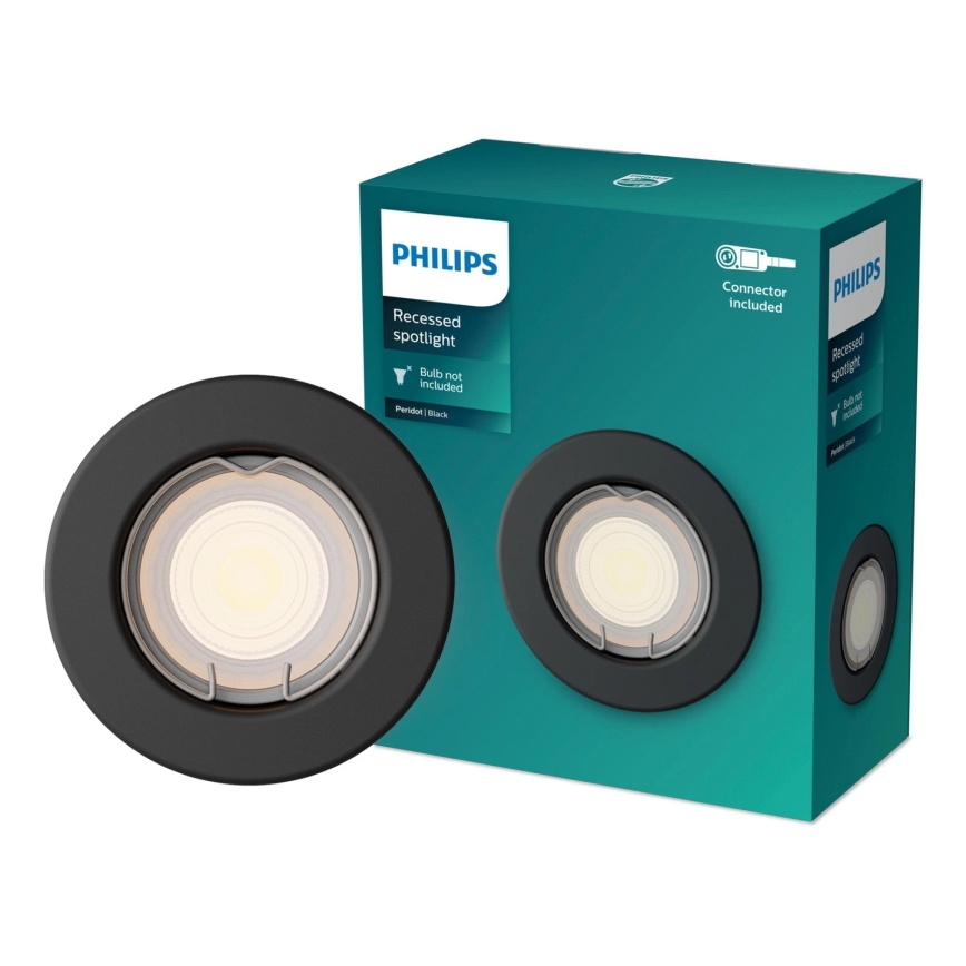 Philips - LED RGBW himmennettävä upotettava alasvalo PERIDOT 1xGU10/6W/230V musta + kaukosäädin