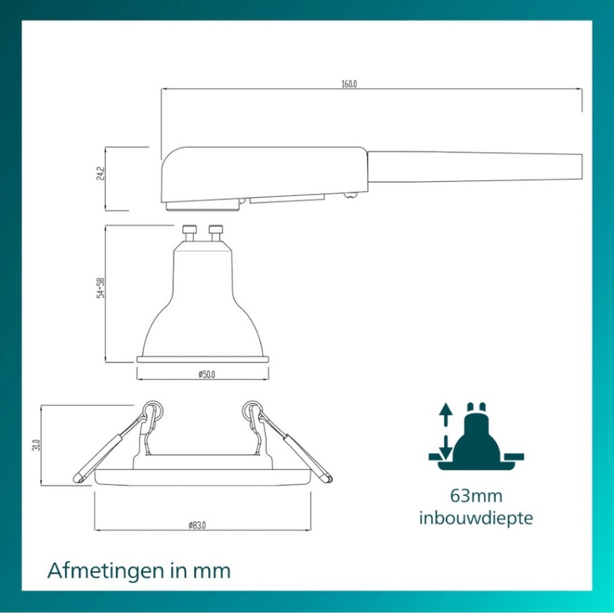 Philips - LED RGBW himmennettävä upotettava alasvalo PERIDOT 1xGU10/6W/230V musta + kaukosäädin