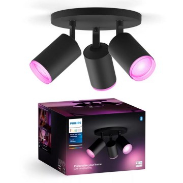 Philips - LED RGBW himmennettävä Hue FUGATO kohdevalaisin 3xGU10/4,2W/230V 2000-6500K musta
