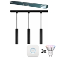 Philips - LED RGBW himmennettävä kaapelikiinnitteinen riippuvalaisin kiskojärjestelmään EASYLINK HUE 3xGU10/4,7W/230V 2200-6500K 1m musta + Hue bridge
