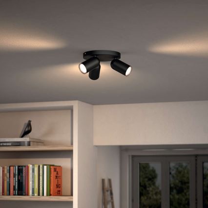 Philips - LED RGBW himmennettävä kohdevalaisin PONGEE 3xGU10/4,8W/2300V 3000K musta + kaukosäädin