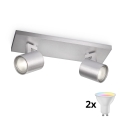 Philips - LED RGBW himmennettävä kohdevalaisin RUNNER 2xGU10/6,5W/230V 2700-6500K mattakromi