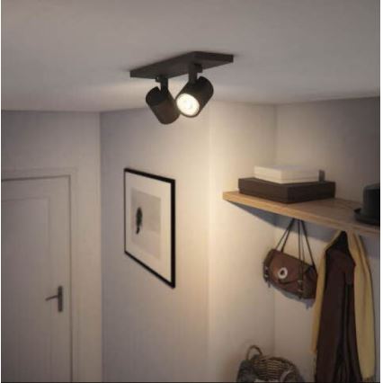 Philips - LED RGBW himmennettävä kohdevalaisin RUNNER 2xGU10/6,5W/230V 2700-6500K musta