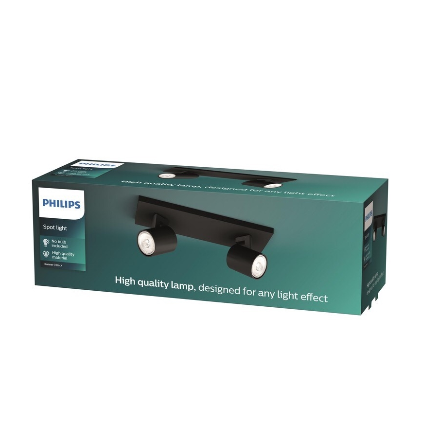 Philips - LED RGBW himmennettävä kohdevalaisin RUNNER 2xGU10/6,5W/230V 2700-6500K musta
