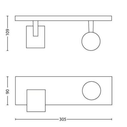 Philips - LED RGBW himmennettävä kohdevalaisin RUNNER 2xGU10/6,5W/230V 2700-6500K musta