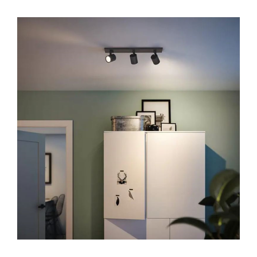 Philips - LED RGBW himmennettävä spottivalaisin RUNNER 3x GU10/6,5 W/230 V 2700–6500 K musta