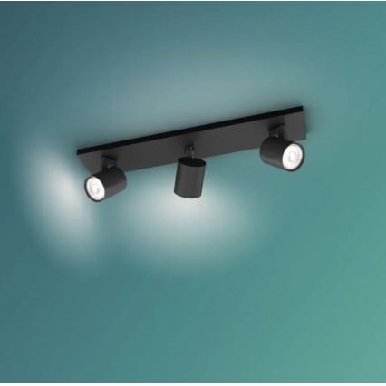 Philips - LED RGBW himmennettävä spottivalaisin RUNNER 3x GU10/6,5 W/230 V 2700–6500 K musta