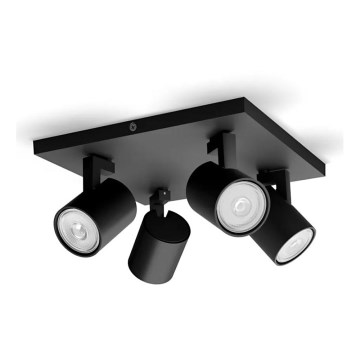 Philips - LED RGBW himmennettävä kohdevalaisin RUNNER 4xGU10/6,5W/230V 2700-6500K musta