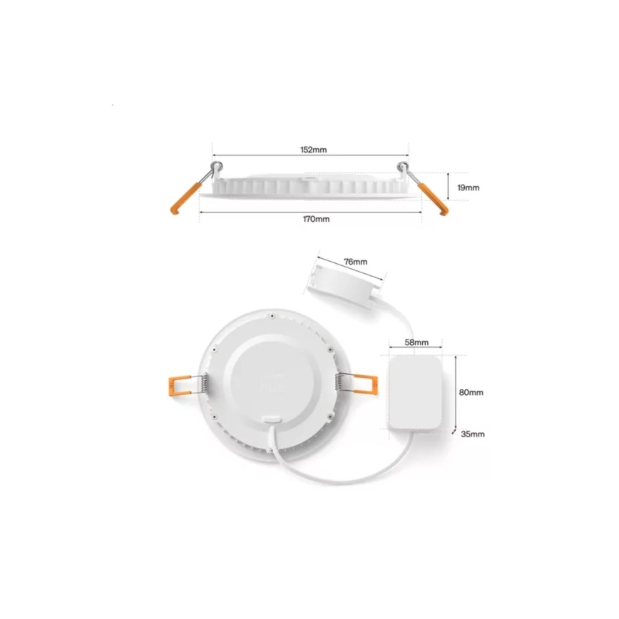 Philips - LED RGBW himmennettävä kylpyhuoneen upotettava alasvalaisin Hue SLIM LED/12W/230V 1000-20000K valkoinen IP44