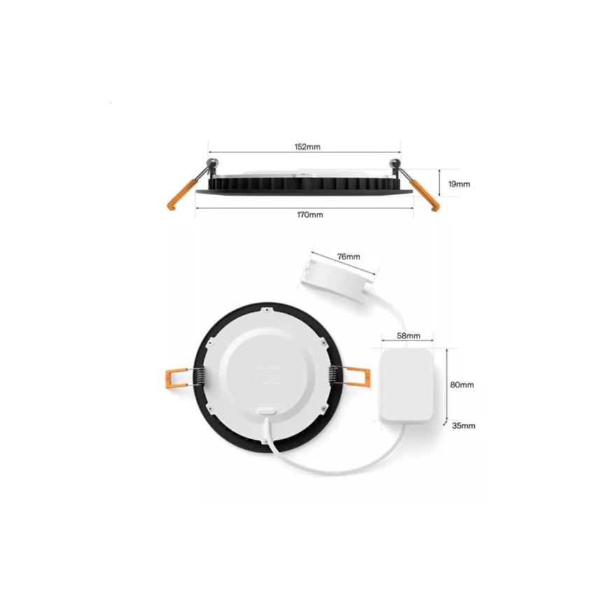 Philips - himmennettävä LED RGBW kylpyhuoneen alasvalaisin Hue SLIM LED/12W/230V 1000-20000K musta IP44
