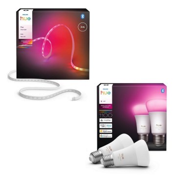 Philips - LED RGBW himmennettävä nauha Hue FLUX 3m LED/12W/230V + 2x älylamppu WHITE AND COLOR AMBIANCE E27/8,1W/230V 1000-20000K