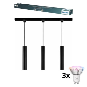 Philips - LED RGBW himmennettävä riippuvalaisin kaapelilla EASYLINK HUE -kiskojärjestelmään, 3x GU10 / 4,7W / 230V, 2200–6500K, 1 m, musta