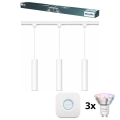 Philips - LED RGBW himmennettävä riippuvalaisin vaijerilla EASYLINK HUE -kiskojärjestelmään 3xGU10/4,7W/230V 2200-6500K 1m valkoinen + Hue bridge