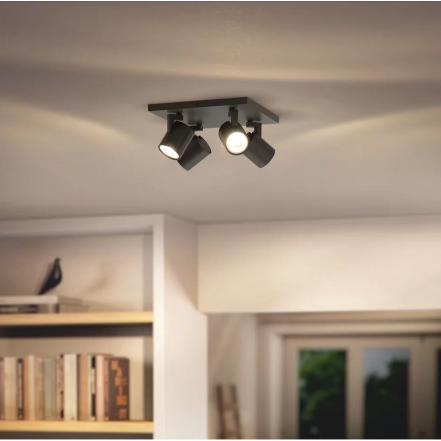 Philips - LED RGBW himmennettävä kohdevalaisin RUNNER 4xGU10/6,5W/230V 2700-6500K musta