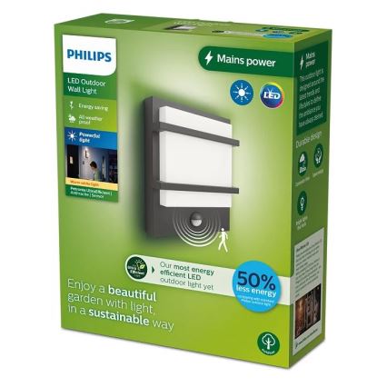Philips - LED Ulkovalo anturilla PETRONIA LED/3,8W/230V IP44