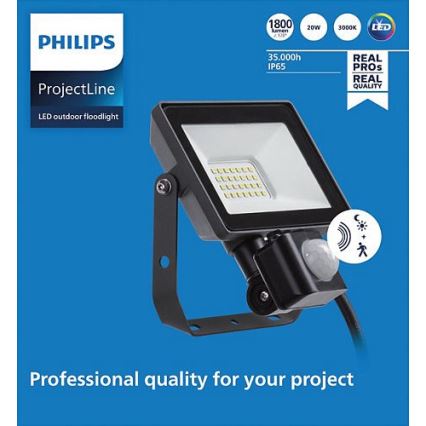 Philips - LED-ulkovalonheitin anturilla PROJECTLINE LED/20W/230V IP65 3000K