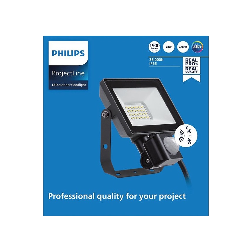 Philips - LED-ulkovalonheitin anturilla PROJECTLINE LED/20W/230V IP65 4000K