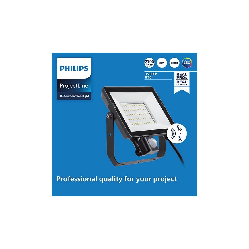 Philips - LED-ulkovalonheitin anturilla PROJECTLINE LED/30W/230V IP65 3000K
