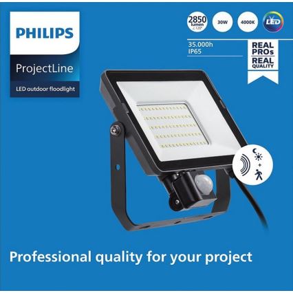 Philips - LED-ulkovalonheitin anturilla PROJECTLINE LED/30W/230V IP65 4000K