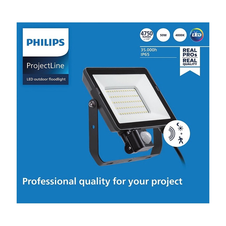 Philips - LED-ulkovalonheitin anturilla PROJECTLINE LED/50W/230V IP65 4000K