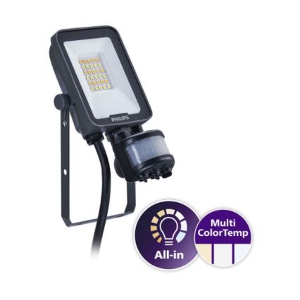 Philips - LED-valonheitin liike- ja hämärätunnistimella LEDINAIRE ALL-IN LED/10W/230V 3000/4000/6500K IP65