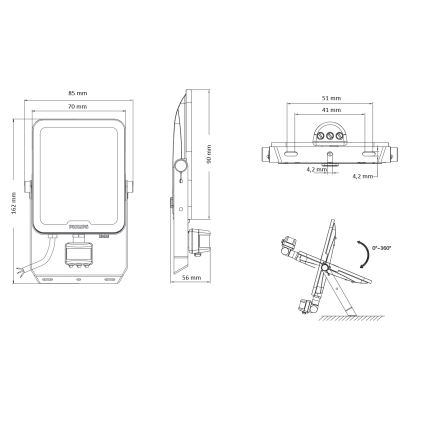 Philips - LED-valonheitin liike- ja hämärätunnistimella LEDINAIRE ALL-IN LED/10W/230V 3000/4000/6500K IP65