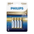 Philips LR03M4B/10 - 4 kpl AAA-paristo PREMIUM ALKALINE 1,5V 1320mAh