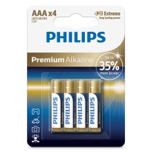Philips LR03M4B/10 - 4 kpl Alkaliparisto AAA PREMIUM ALKALINE 1,5V 1320mAh