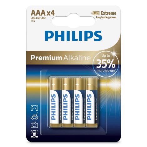 Philips LR03M4B/10 - 4 kpl Alkaliparisto AAA PREMIUM ALKALINE 1,5V