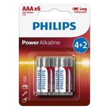 Philips LR03P6BP/10 - 6 kpl Alkaliparisto AAA POWER ALKALINE 1,5V