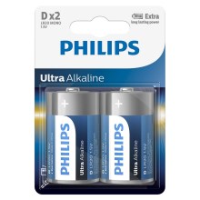 Philips LR20E2B/10 - 2 kpl Alkaliparisto D ULTRA ALKALINE 1,5V 15000mAh
